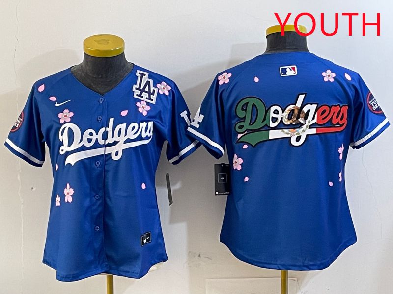 Youth Los Angeles Dodgers Blank Blue Sakura Edition 2025 Nike MLB Jersey style 11